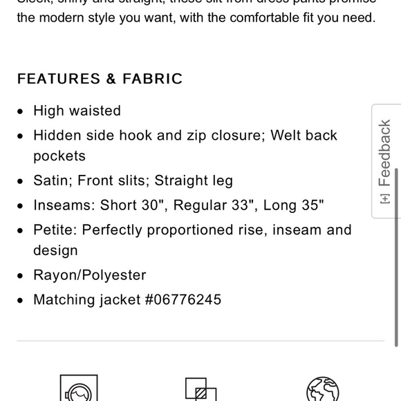 NWT! Express Dressy High Waisted Satin Straight Pants with Slit at the Ankle - Picture 2 of 10